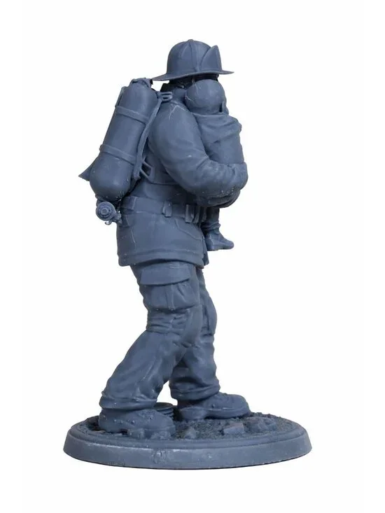 Winter Park Collectibles Heroes in Action Resin Fireman Carrying Baby Figure - Picture 8 of 8